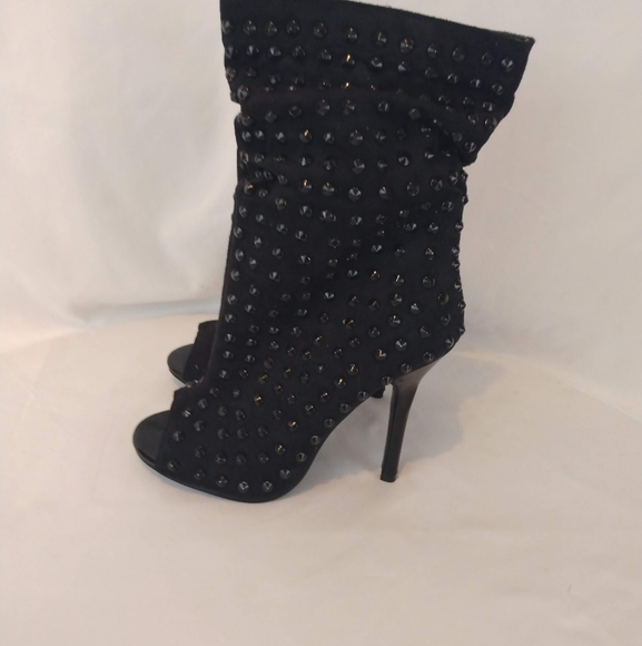 Dots Black Beaded Ruching Heel Boot - Picture 7 of 11
